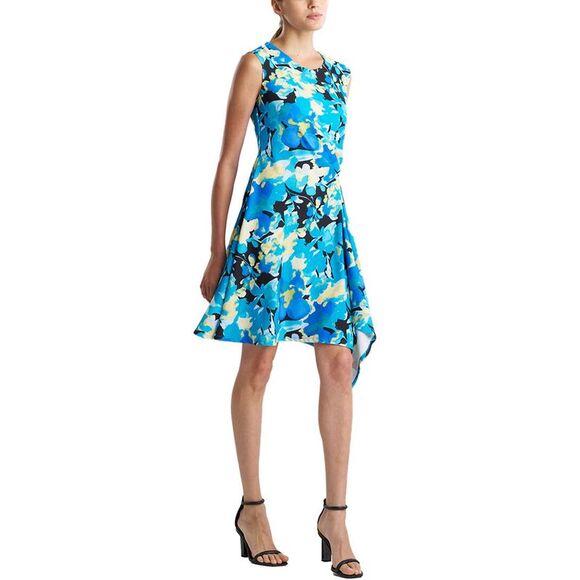 Natori Womens  Sleeveless Side Drape Dress, Blue - Picture 1 of 3